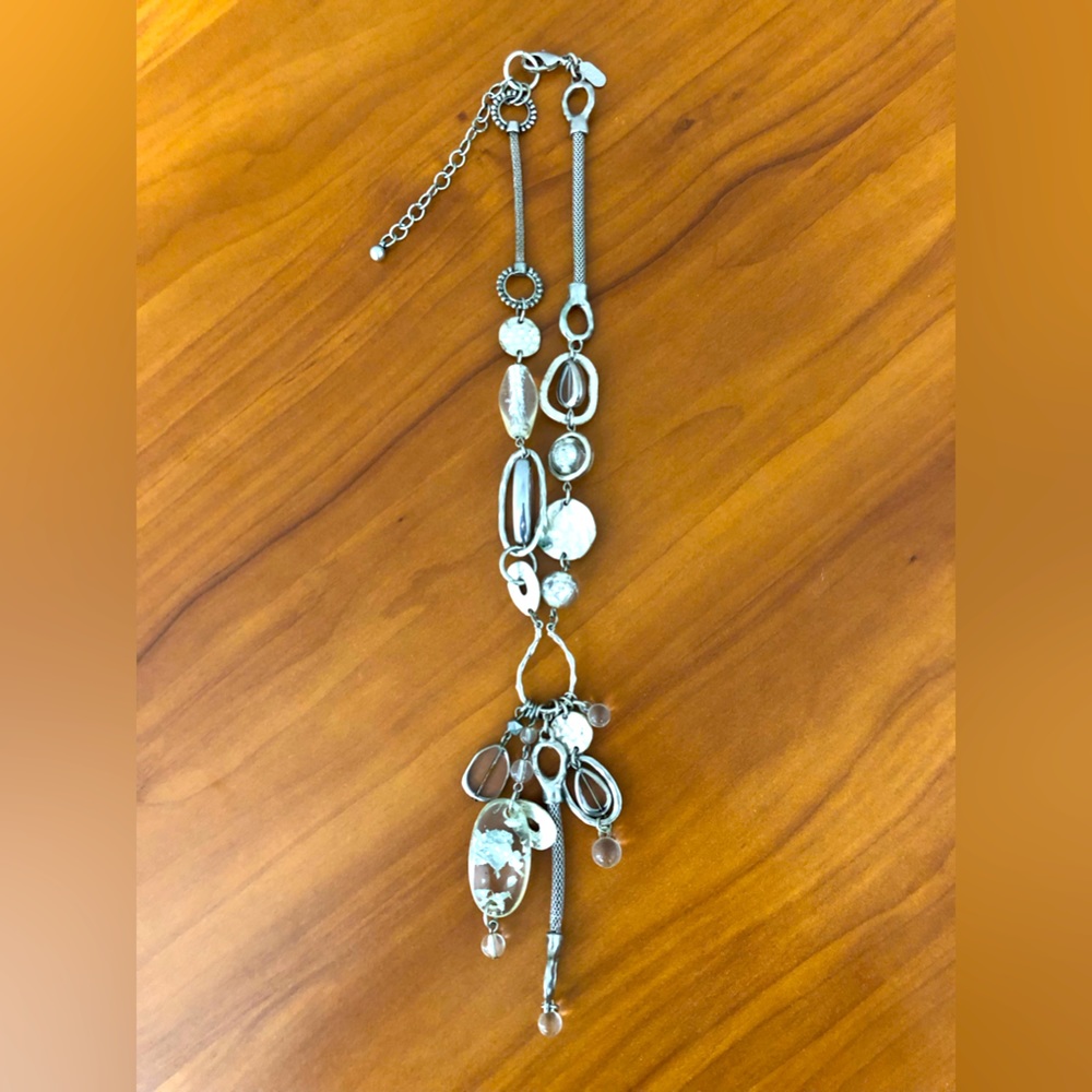 Treska Silvertone Glass Metallic Beaded Necklace